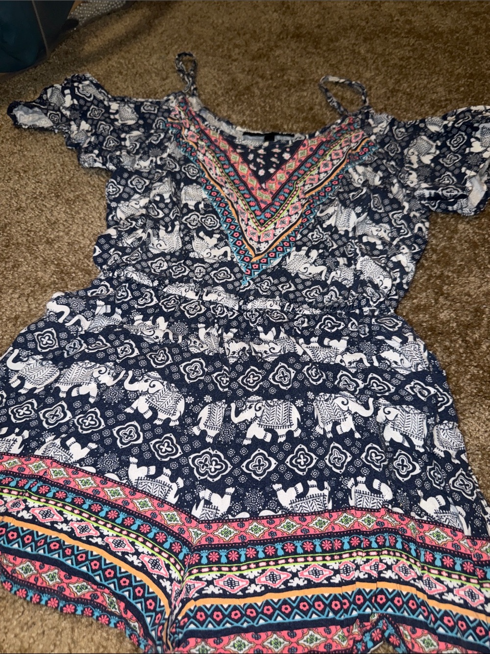 Boho Cold Shoulder Romper - Picture 6 of 7